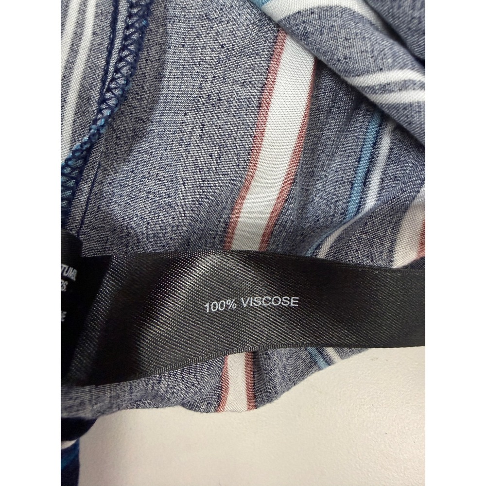 Denim & Flower Ricky Singh Mens Large Navy Blue Red Striped Viscose Size L Shirt - Picture 8 of 11